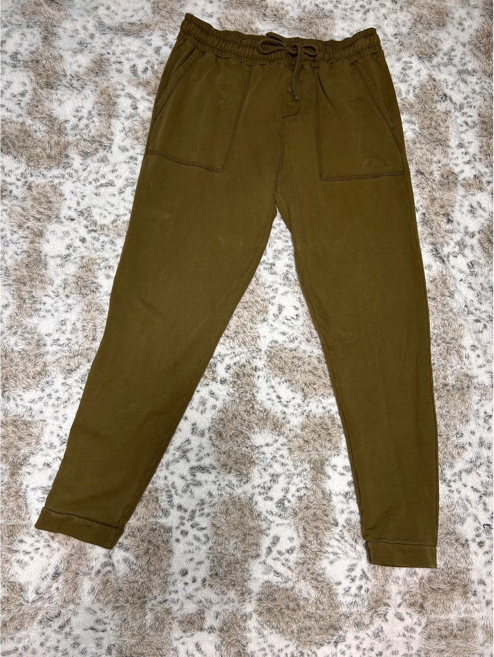 Pact Mens XL Organic Cotton Sweatpants Olive Green Drawstring Lounge Pants -Flaw